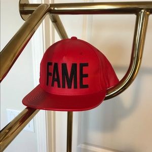 Red Leather FAME Hat